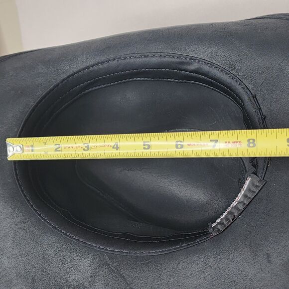 Vintage Wilsons Cowboy Hat Black Leather Outback Western USA Made Size Large - Picture 10 of 11